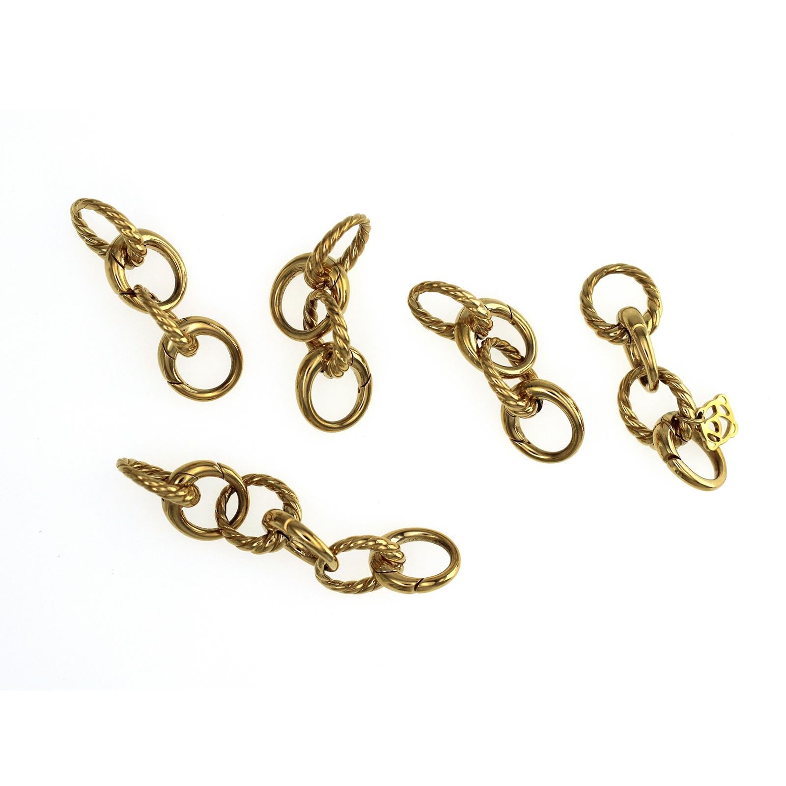 Authentisches David Yurman 18K Gelbgold Kabel-Gliederanhänger-Armband für Damen oder Herren im Angebot