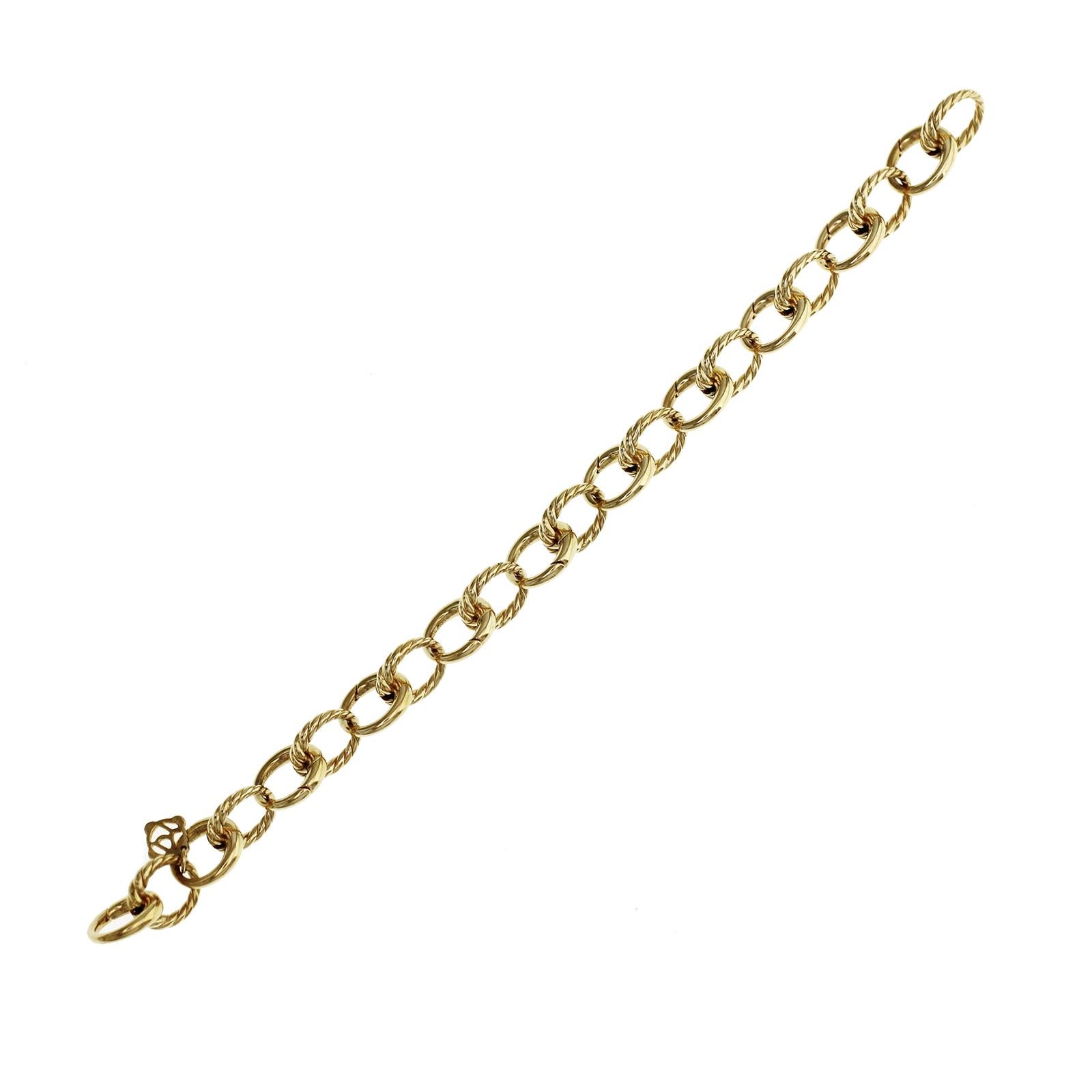 Authentisches David Yurman 18K Gelbgold Kabel-Gliederanhänger-Armband im Angebot 1
