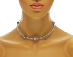 Authentic David Yurman 925 Sterling Silver Diamond x Cable Necklace