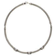 David Yurman Collier authentique en argent sterling 925 avec diamants et câble