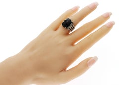 Authentic David Yurman 925 Sterling Silver Onyx Wheaton Ring Size 5