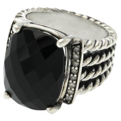 Authentique bague David Yurman 925 argent sterling onyx blé taille 5