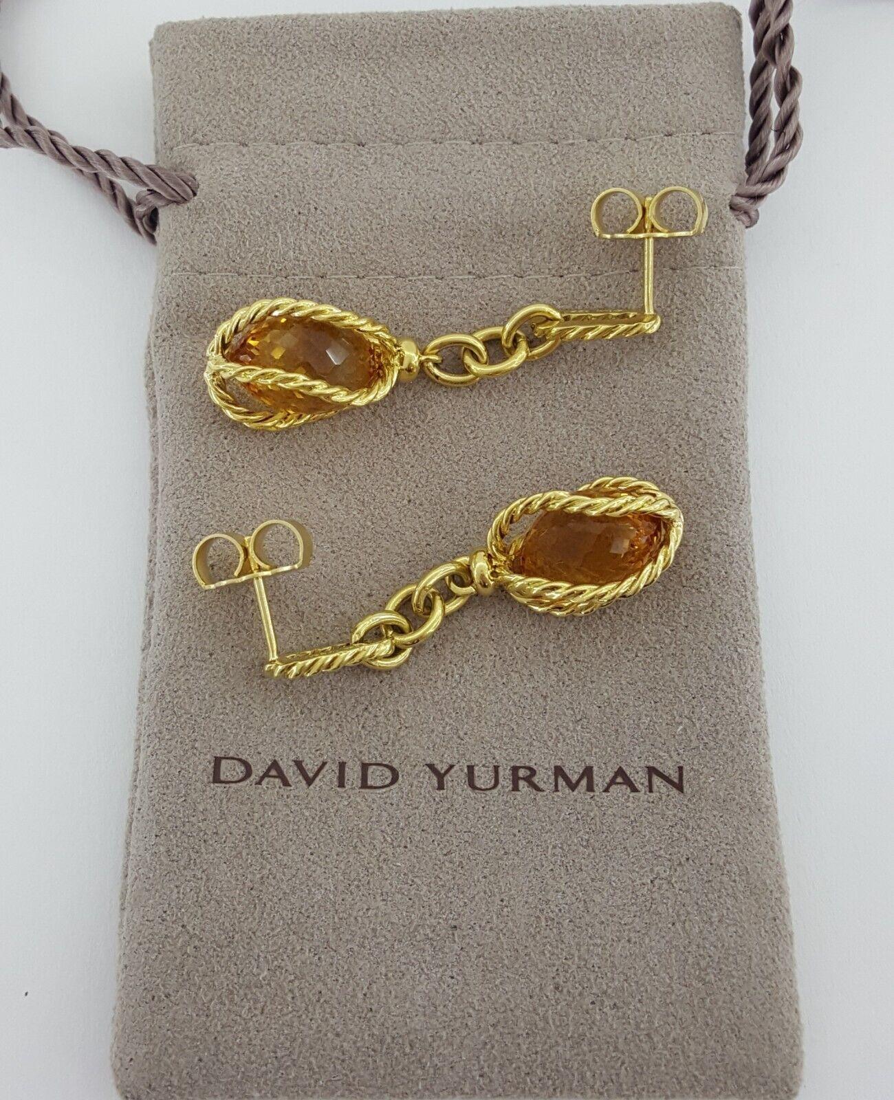 Taille briolette David Yurman Lantana, boucles d'oreilles pendantes authentiques Lantana Briolette Citrine en vente