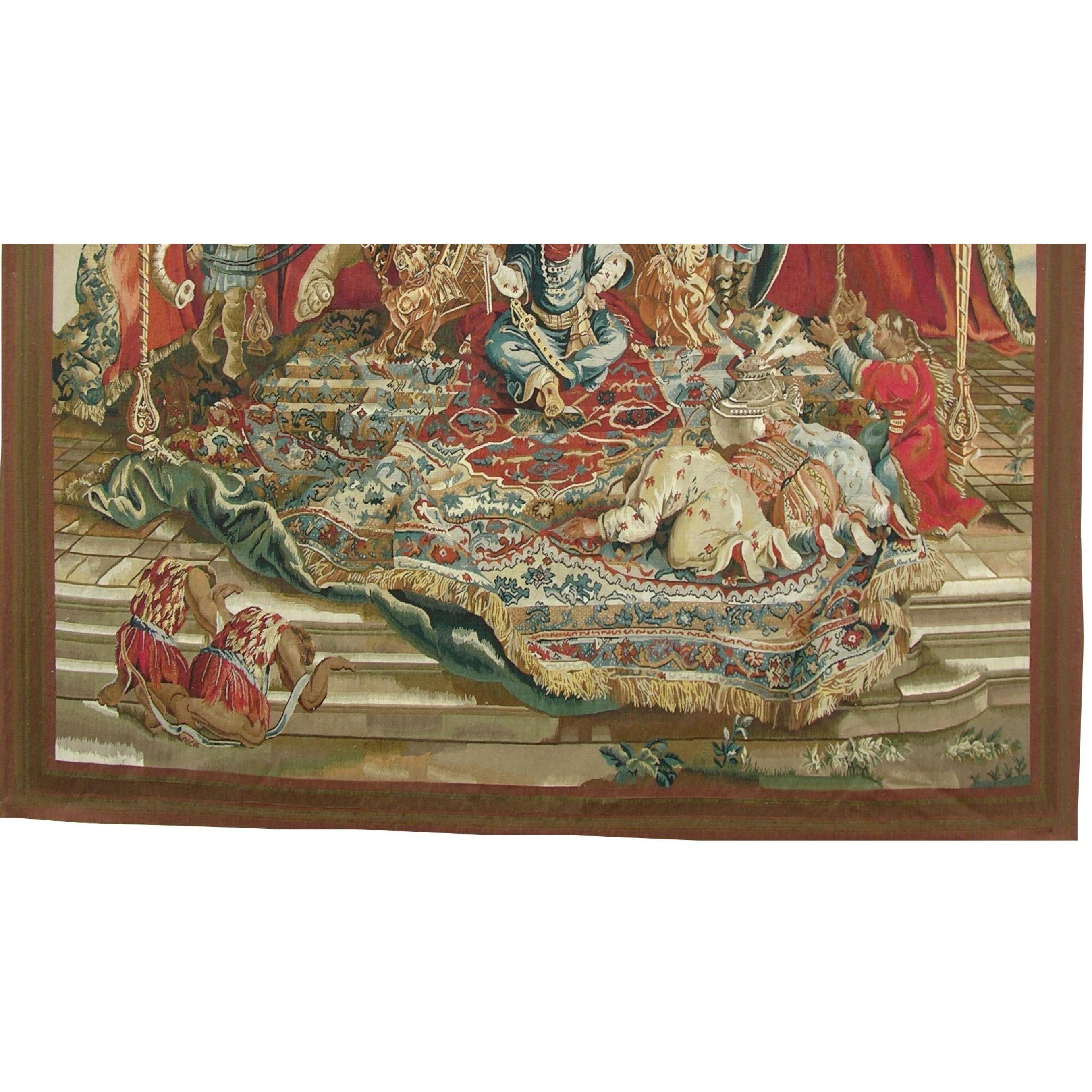 Authentic Decorative French Tapestry Wall Hanging 7'9'' X 6'9'' In Excellent Condition For Sale In Los Angeles, US