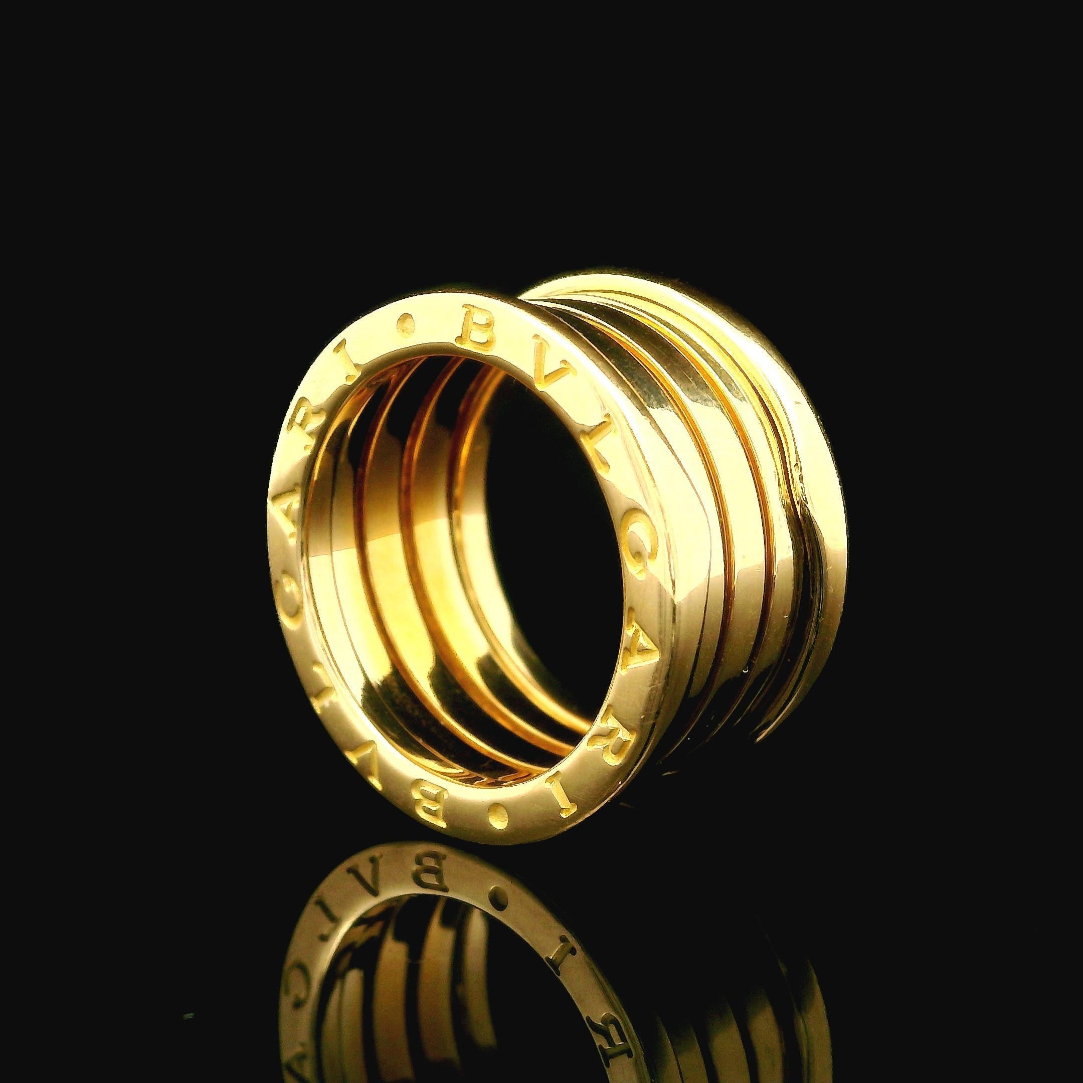 Donna Autentico Bvlgari in oro giallo 18 carati B. A. B. Anello a quattro fasce Sz 52 c/scatola