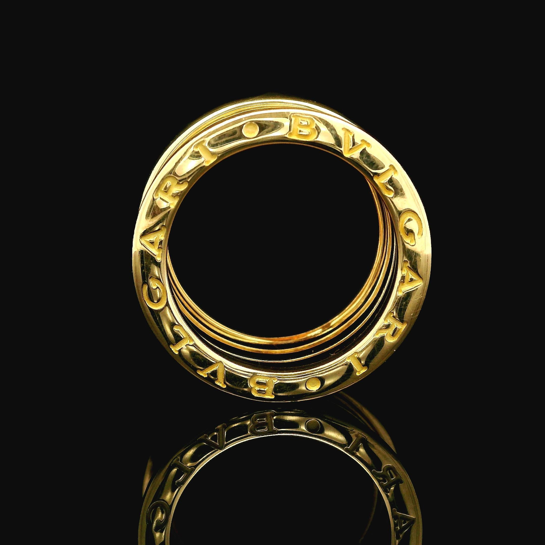 Autentico Bvlgari in oro giallo 18 carati B. A. B. Anello a quattro fasce Sz 52 c/scatola 1