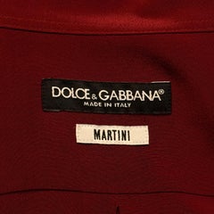 authentic Dolce & Gabbana Martini Burgundy Silk Shirt IT 39 US 4 Collared Dress