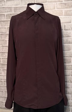 Authentic Dolce & Gabbana Martini Fit 100% Silk Shirt in Rich Brown Button front