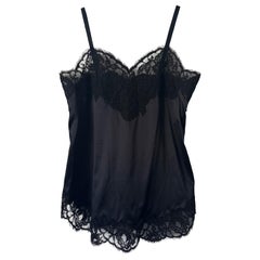 authentic Dolce&Gabbana Silk Satin Lingerie Camisole Top Black Sweetheart neck