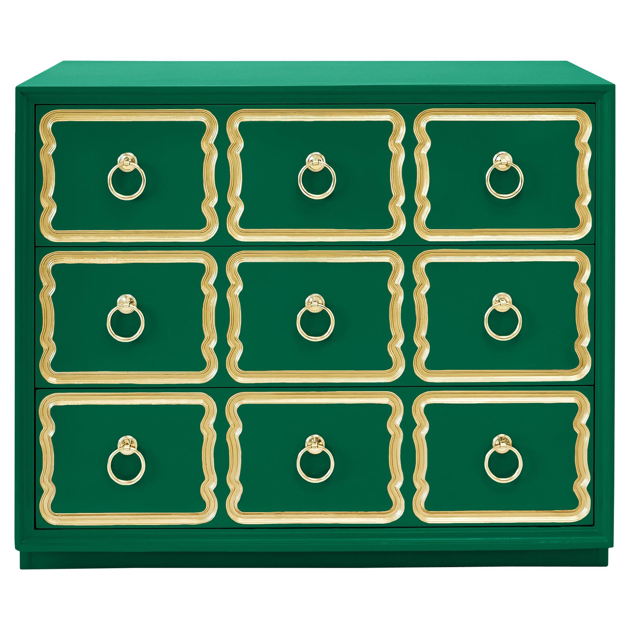 Authentic Dorothy Draper Espana Chest in Emerald Green