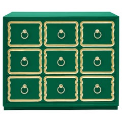 Authentic Dorothy Draper Espana Chest in Emerald Green