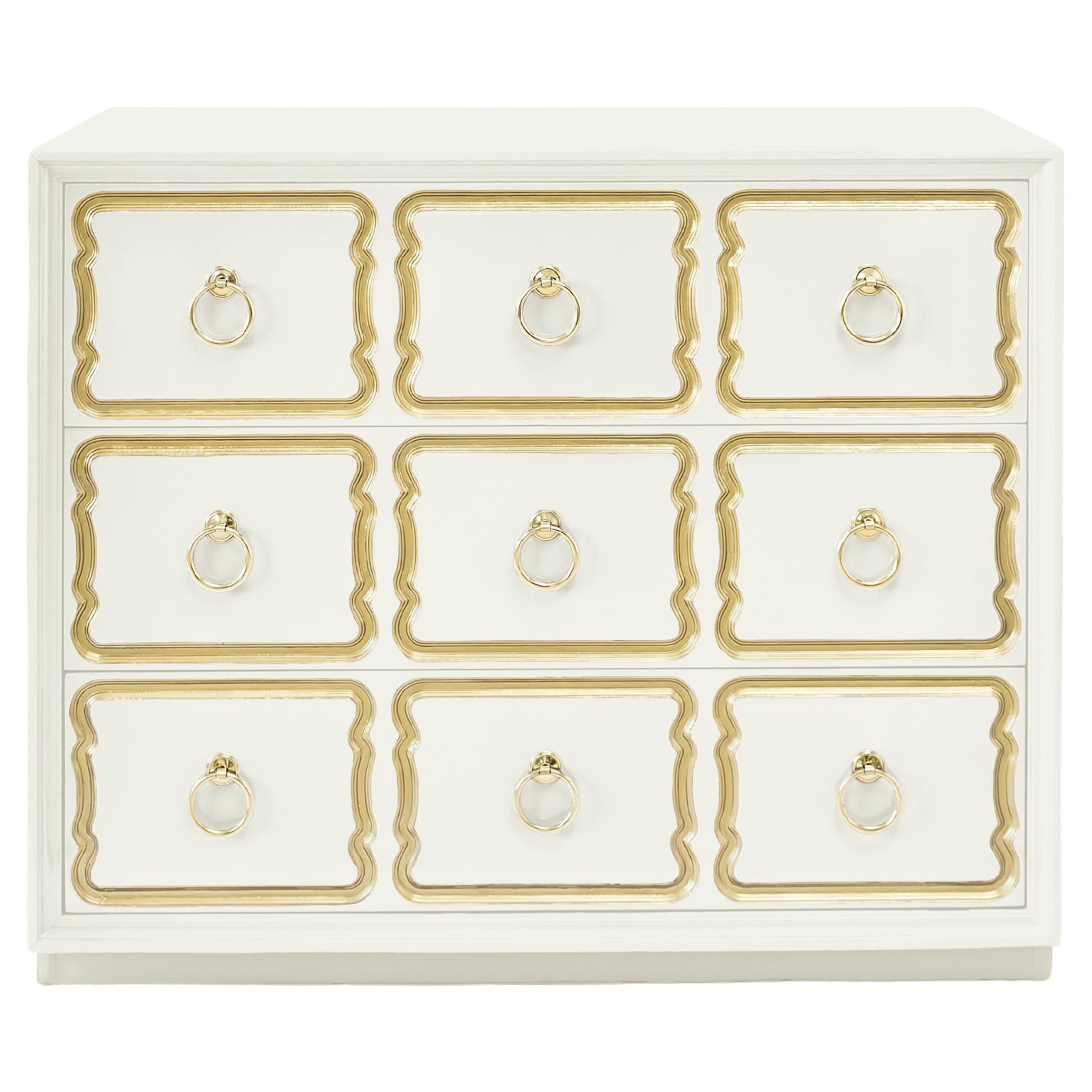 Authentic Dorothy Draper España Chest in Ivory White Chocolate, circa 1955 For Sale