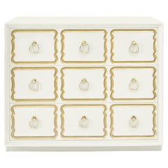 Used Authentic Dorothy Draper España Chest in Ivory White Chocolate, circa 1955