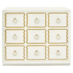 Vintage Authentic Dorothy Draper España Chest in Ivory White Chocolate, circa 1955