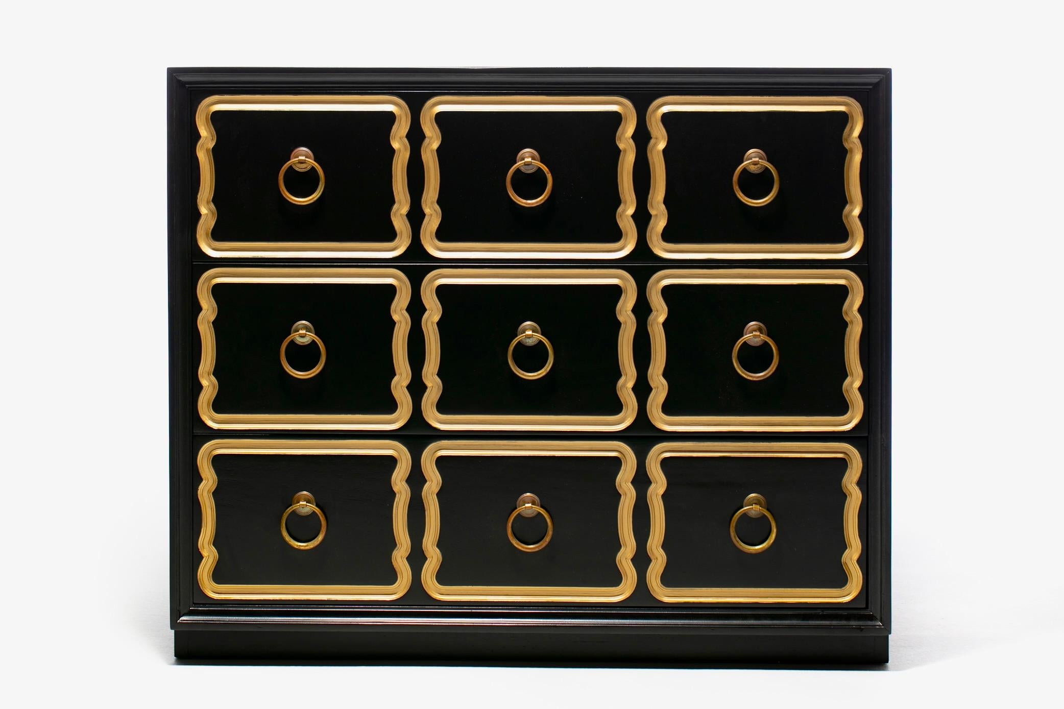 Authentic Dorothy Draper España Chest Lacquered in Black Bean & Gold circa 1955 For Sale 9