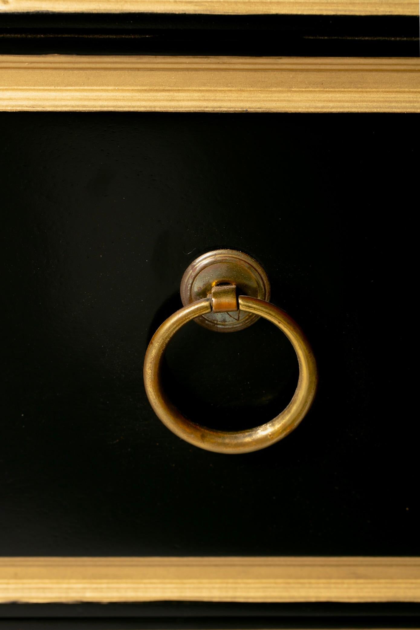 Authentic Dorothy Draper España Chest Lacquered in Black Bean & Gold circa 1955 For Sale 1