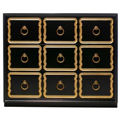 Authentic Dorothy Draper España Chest Lacquered in Black Bean & Gold circa 1955