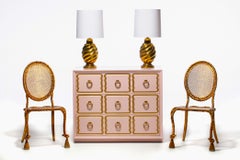 Authentische Dorothy Draper España Truhe lackiert in Rosa & Gold um 1955