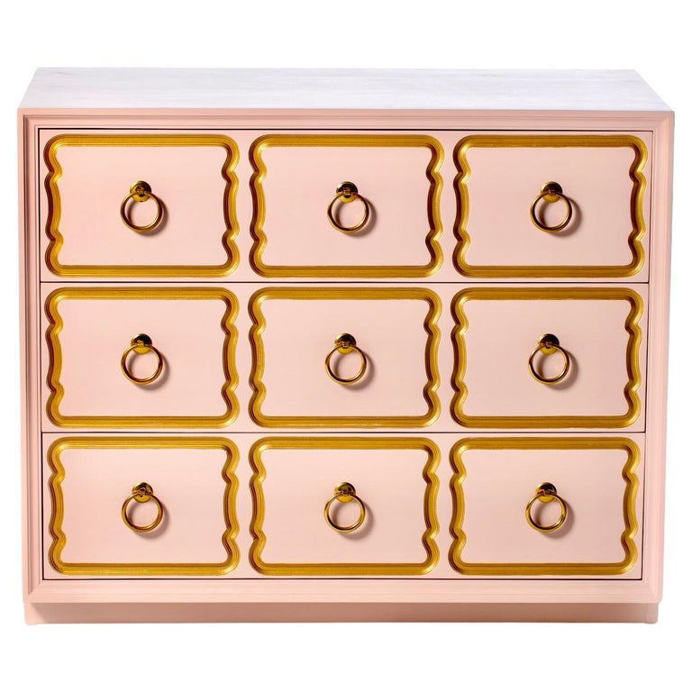 Authentic Dorothy Draper Espaa Chest Lacquered in Pink and Gold circa 1955  For Sale at 1stDibs