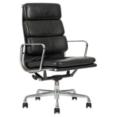 Auténtica silla de oficina Eames Herman Miller alta de cuero negro 2001