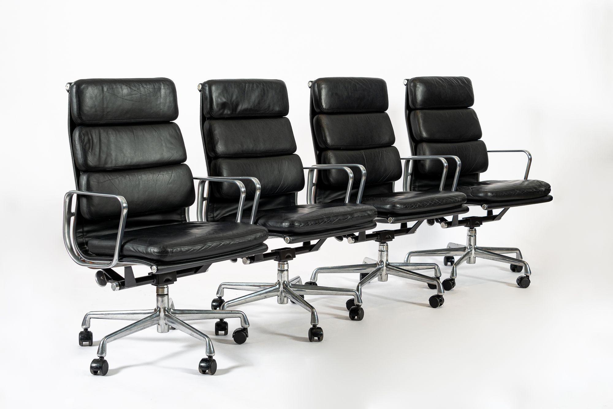 Authentic Eames Herman Miller Tall Black Leather Office Chairs 2001 For Sale 4