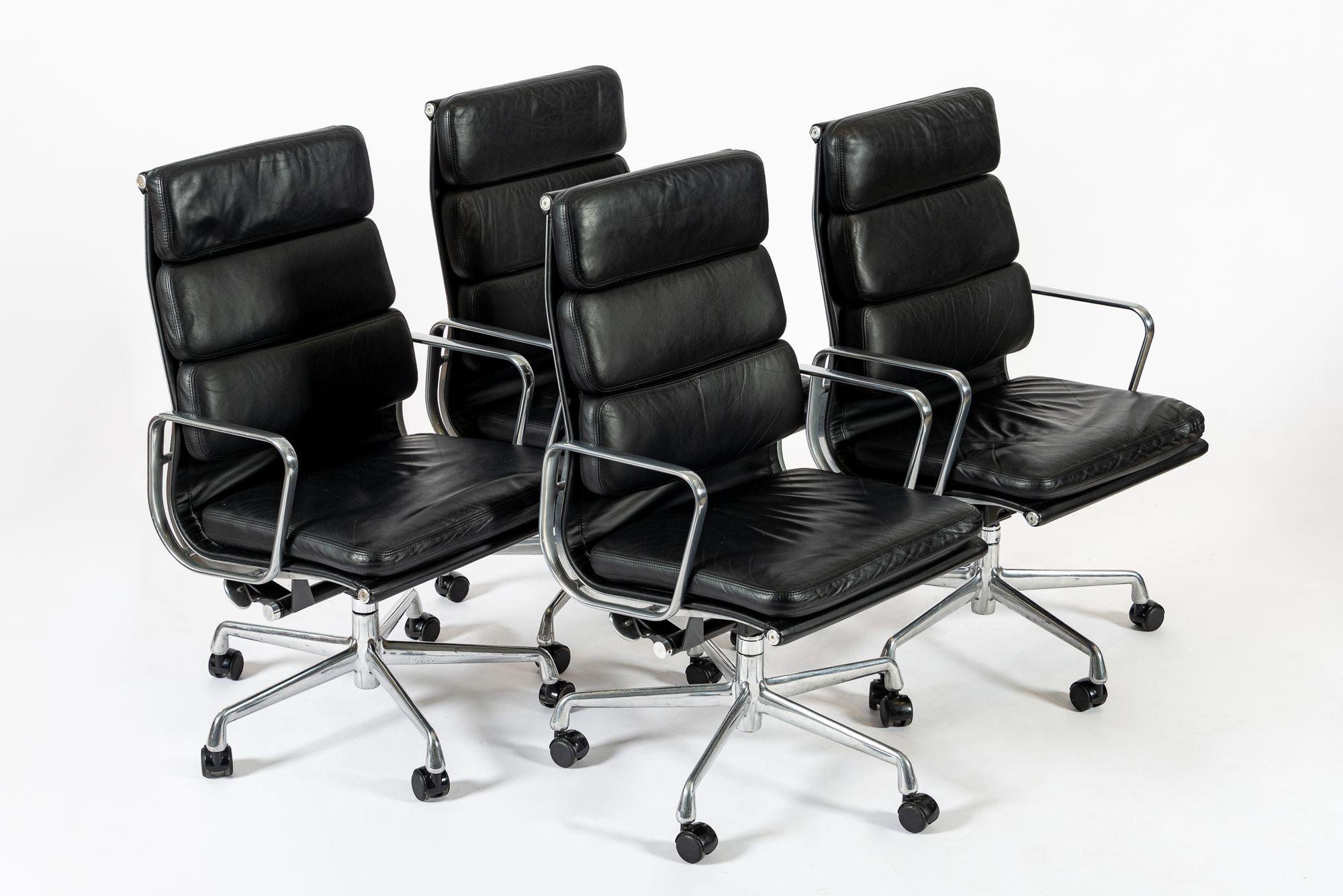 Authentic Eames Herman Miller Tall Black Leather Office Chairs 2001 For Sale 5