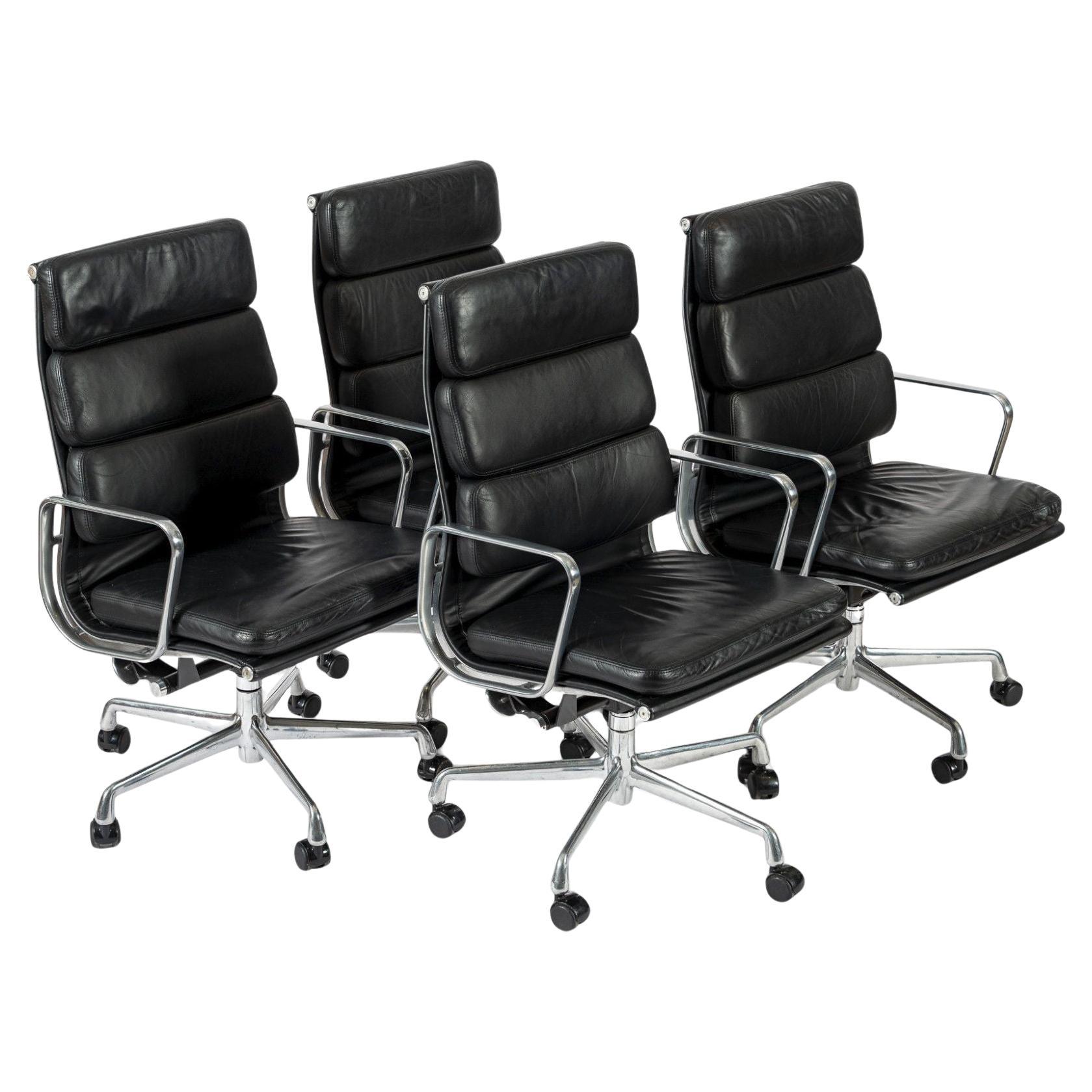 Authentic Eames Herman Miller Tall Black Leather Office Chairs 2001