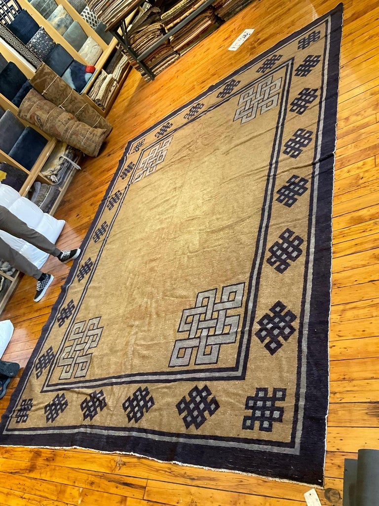 Authentic Early 20th Century Chinese Handmade Wool Rug by Doris Leslie