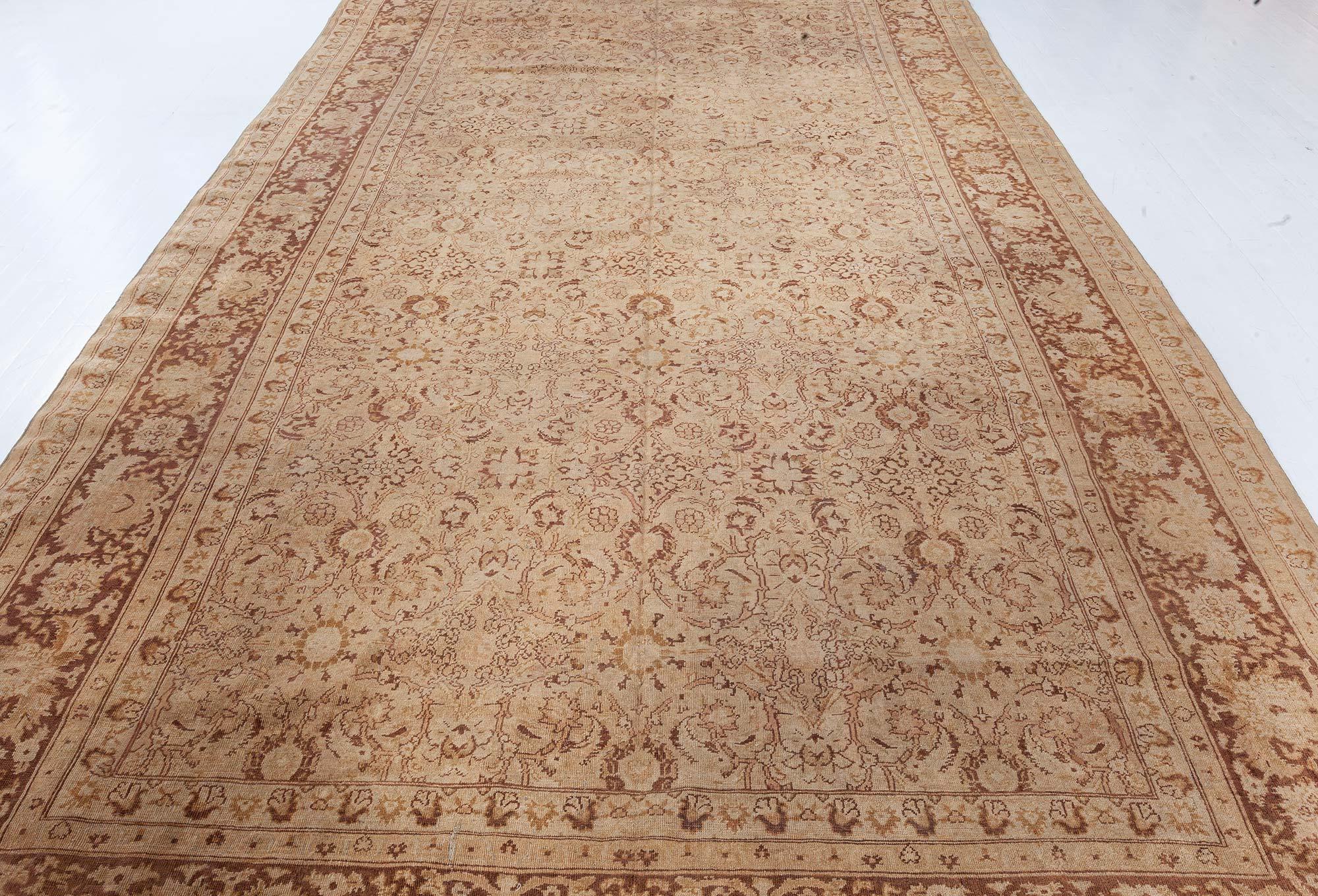 Wool Early 20th Century Indian Amritsar Brown Rug For Sale
