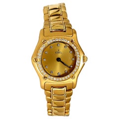 Authentic Ebel 1911 Gold Dial Diamonds Watch 18 Karat