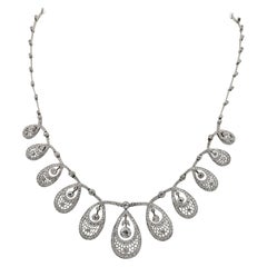 Authentic Edwardian 8.50 Carat Diamond Drop Platinum Necklace, circa 1910