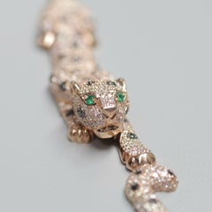 Authentic Effy 14k Rose Gold 4.65tcw Diamond Tsavorite Panther Bracelet