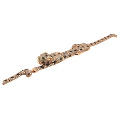 Authentic Effy 14k Rose Gold 4.65tcw Diamond Tsavorite Panther Bracelet