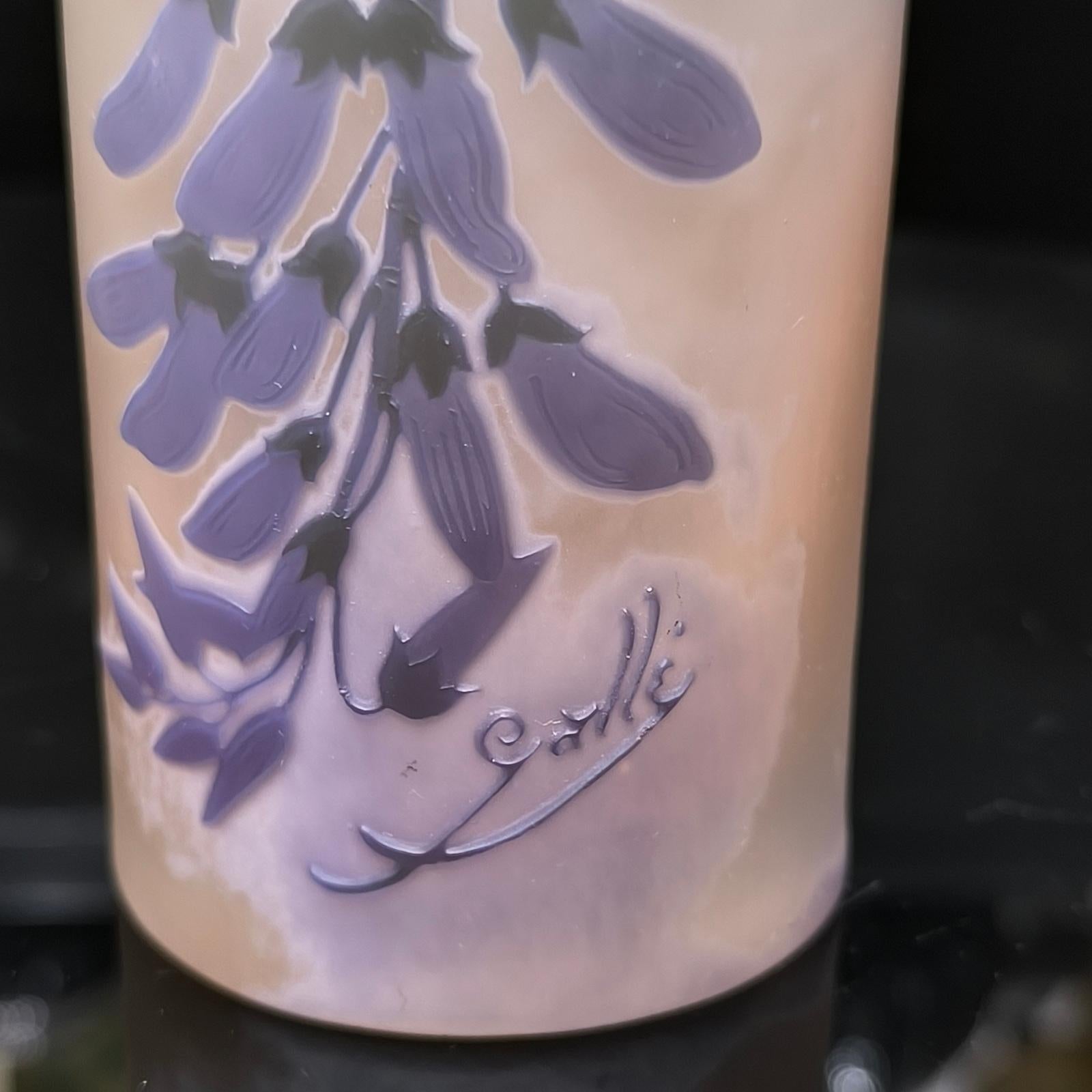 Autentico vaso Émile Gallé Art Nouveau con motivo a glicine, circa 1910 in vendita 5