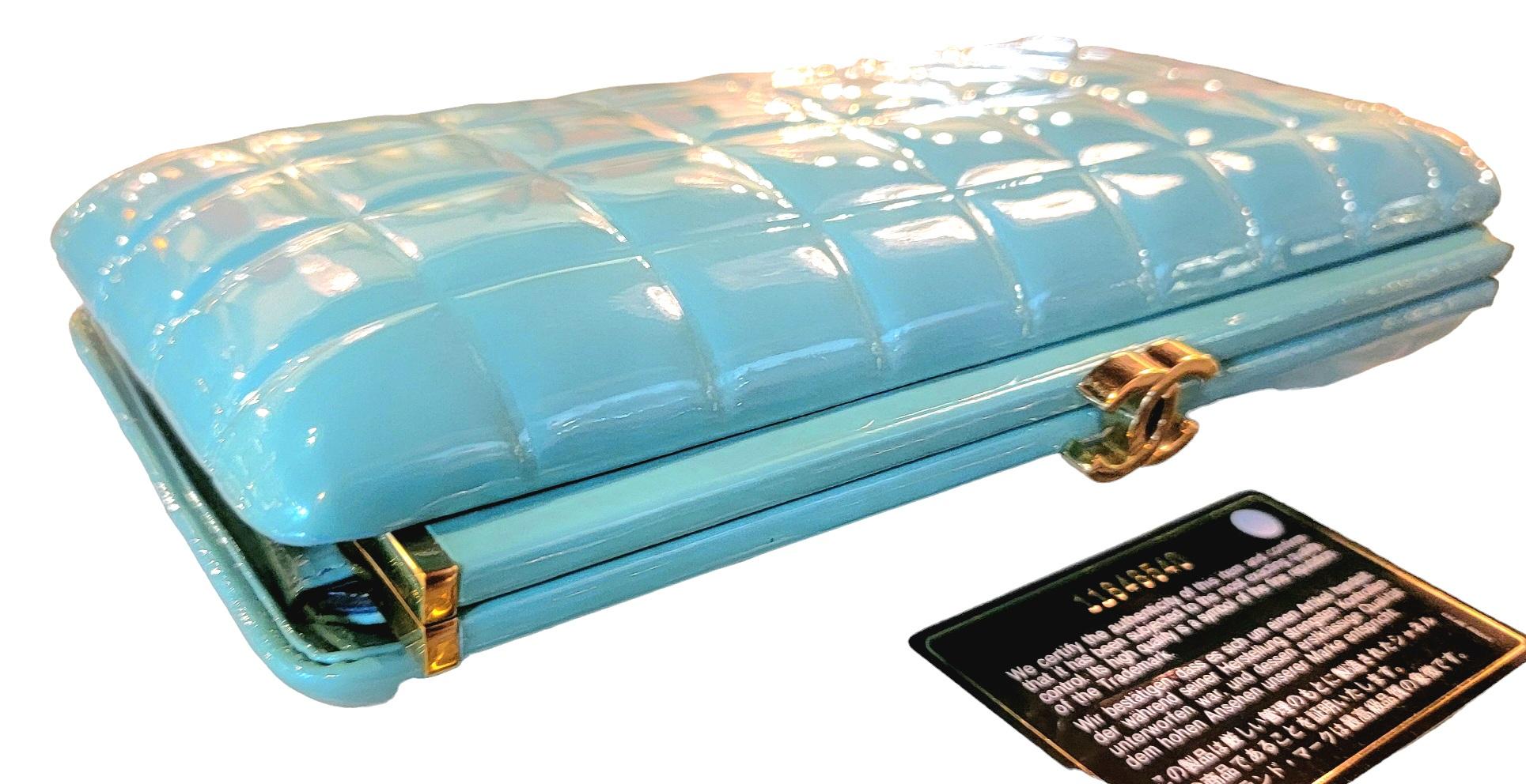 Blue Authentic Enamel Chanel Turquios Clutch
