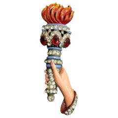 AUTHENTIC Famous Rare Vintage Signed Staret Liberty Torch Brooch