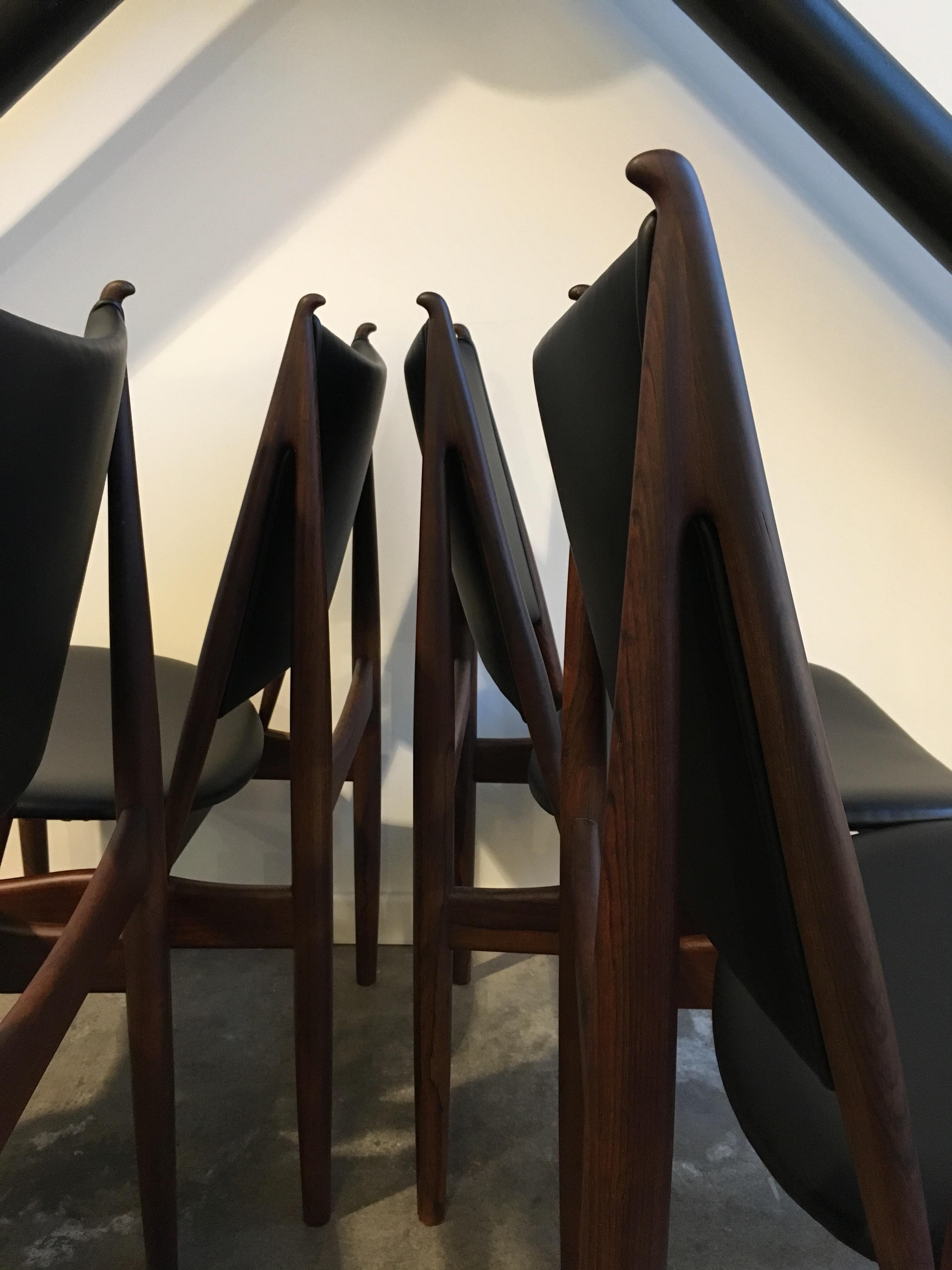 20th Century Authentic Finn Juhl Egyptian Chairs for Niels Vodder in Rosewood, Set of Six For Sale