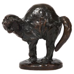 Authentische Frederick Roth-Bronze-Skulptur „Hissing Cat“ (1913), Gorham Co.