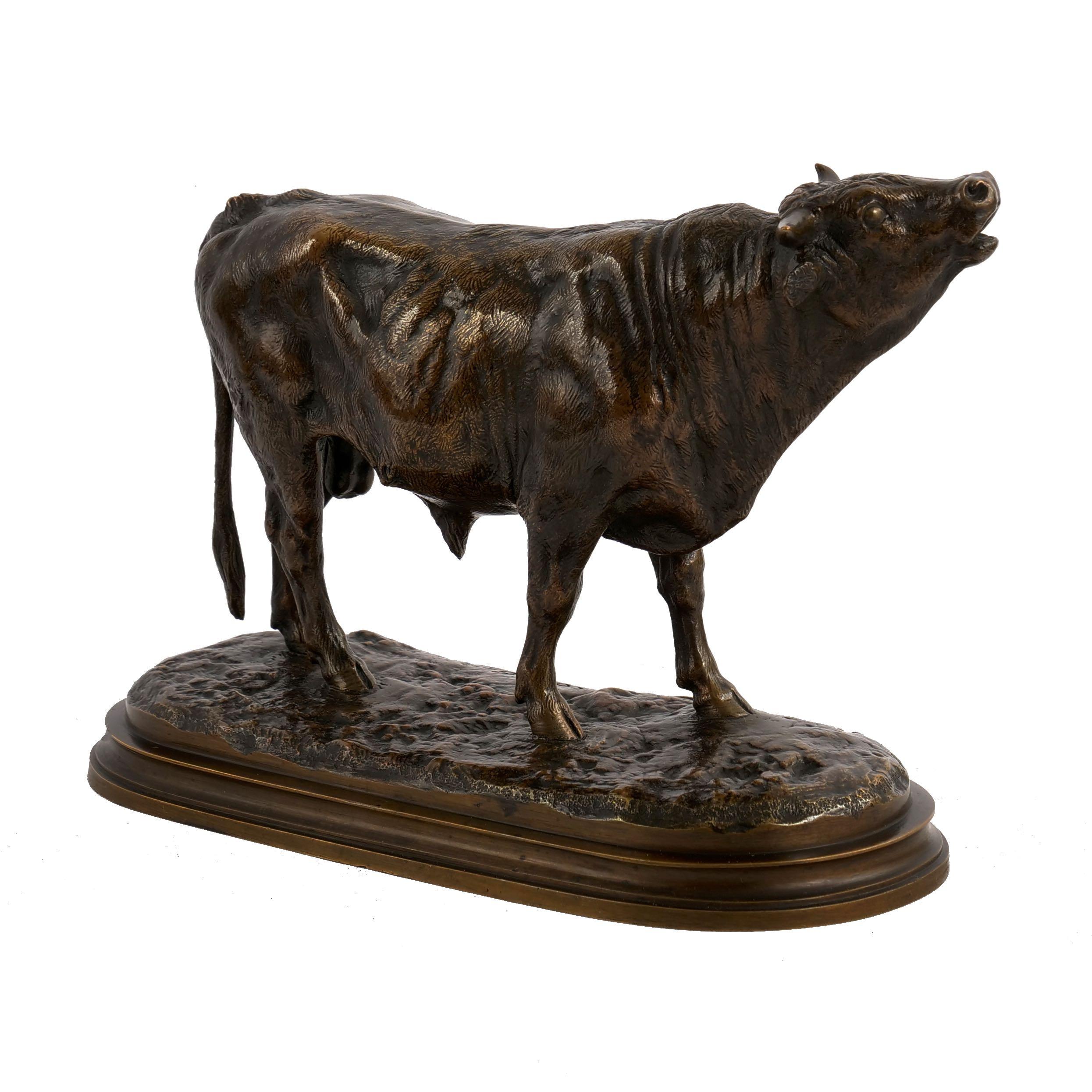 Authentic French Antique Bronze Sculpture “Taureau Beuglant” by Rosa Bonheur In Good Condition In Shippensburg, PA
