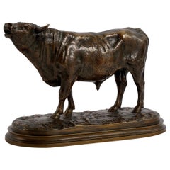 Authentic French Antique Bronze Sculpture “Taureau Beuglant” by Rosa Bonheur