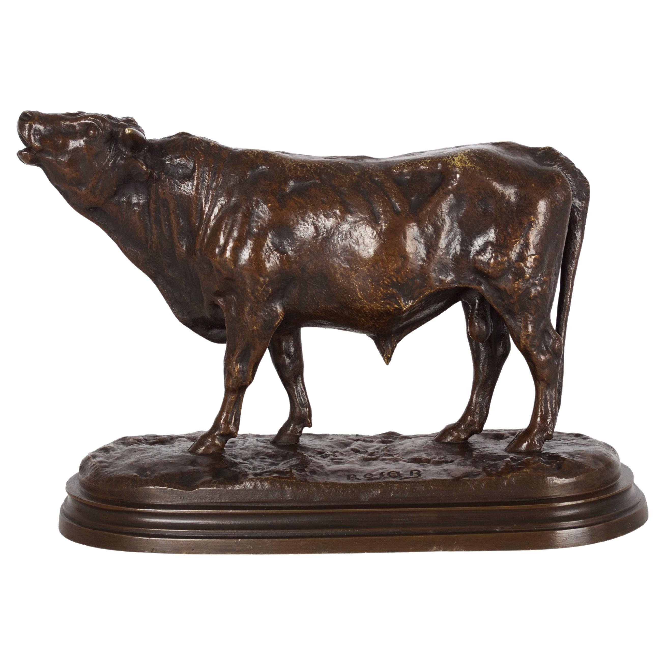 Authentic French Antique Bronze Sculpture"Bellowing Bull"by Rosa Bonheur, c.1860