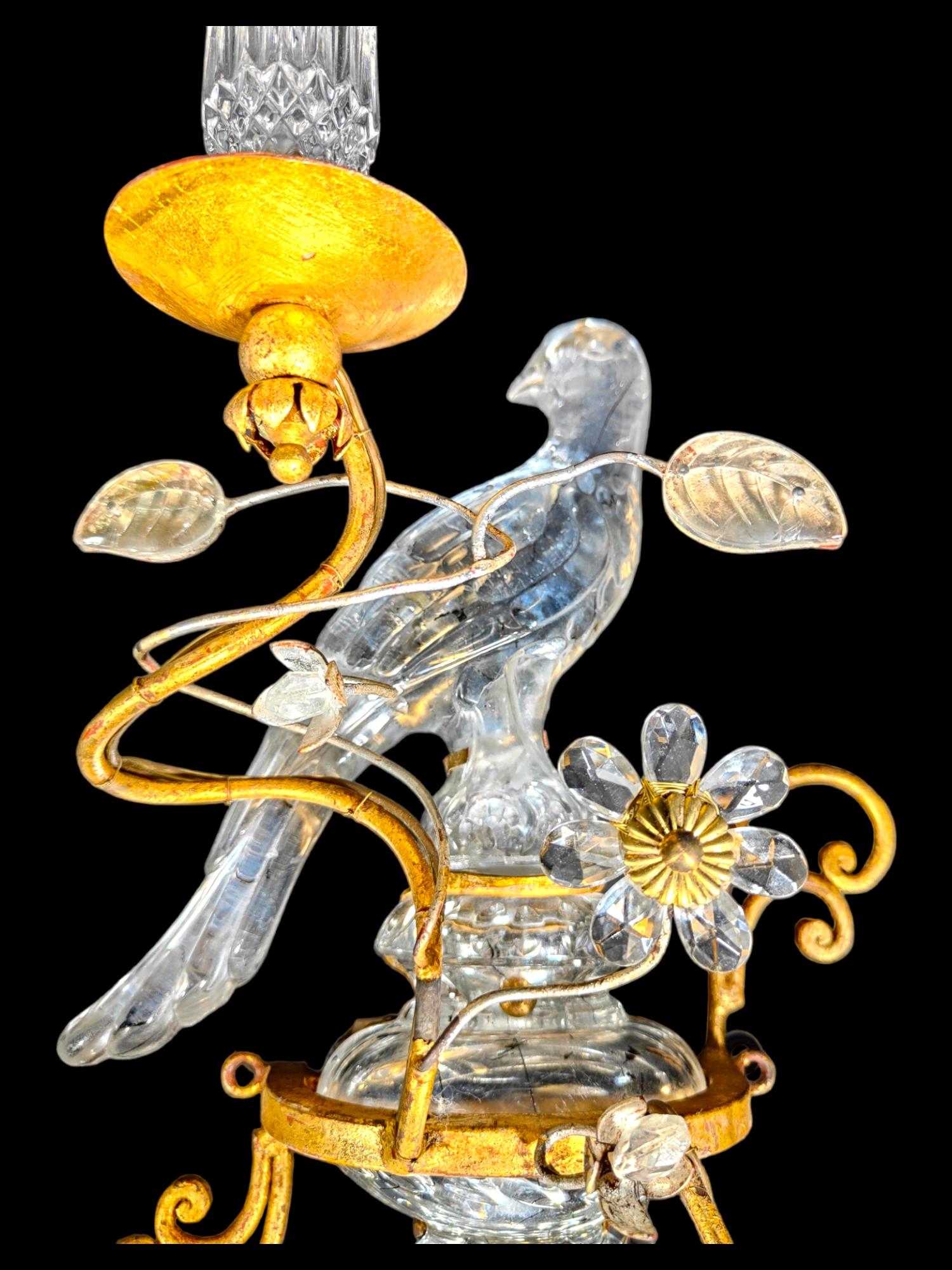 Mid-20th Century Authentic French Art Deco Maison Rings Crystal Opposite Face Parrot Appliques For Sale