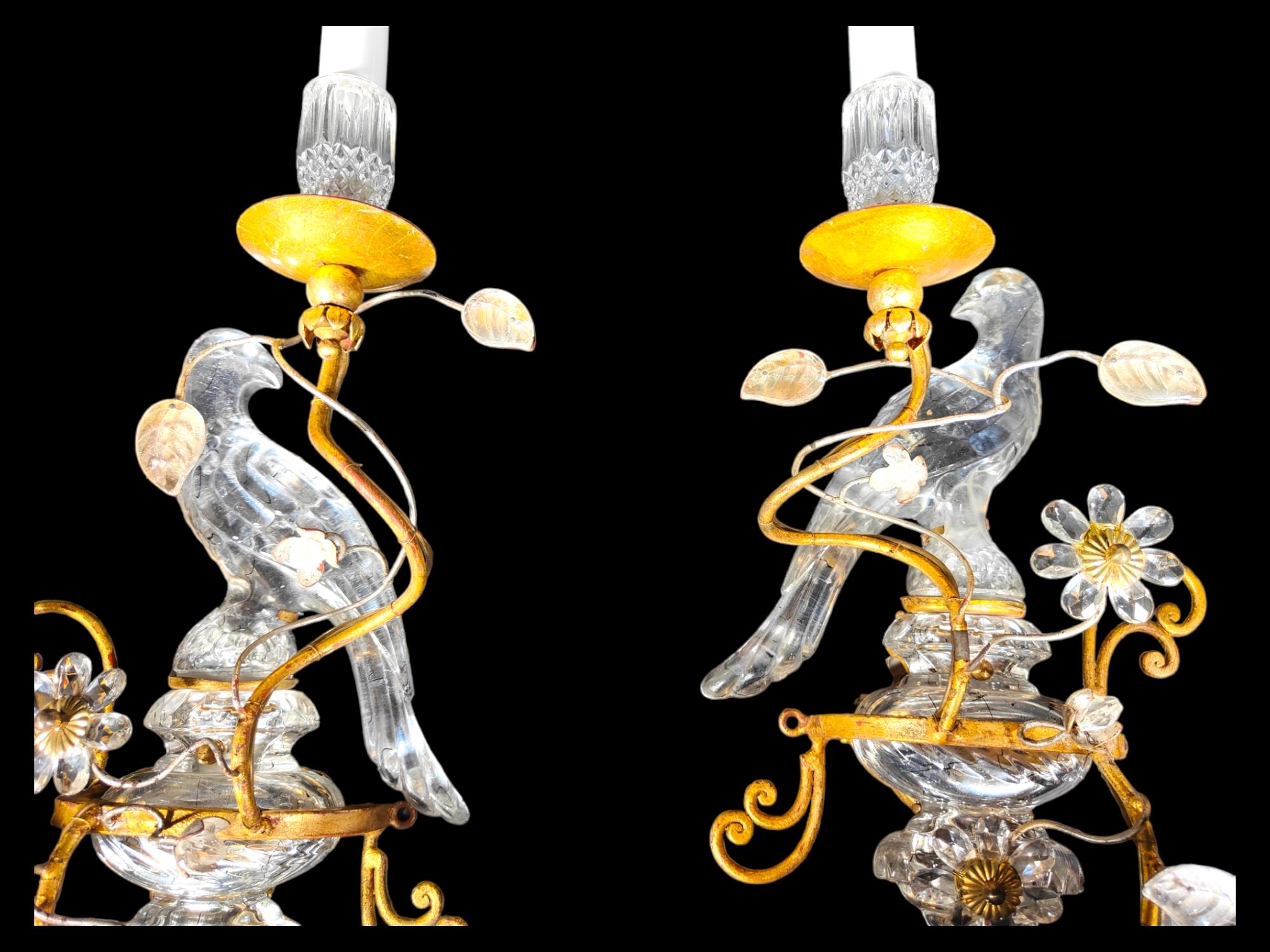 Authentic French Art Deco Maison Rings Crystal Opposite Face Parrot Appliques For Sale 4
