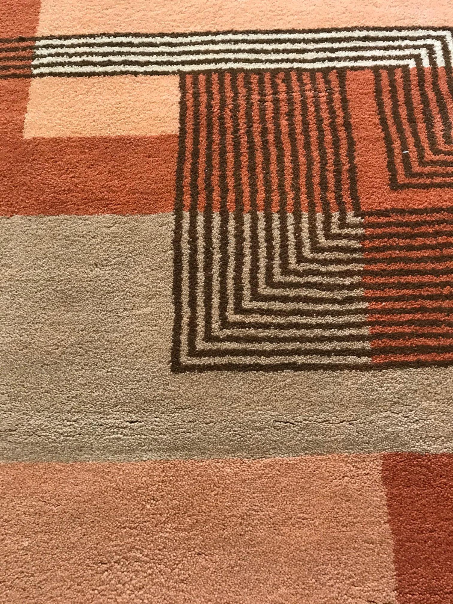 20th Century Doris Leslie Blau Authentic French Art Deco Orange Handmade Rug For Sale