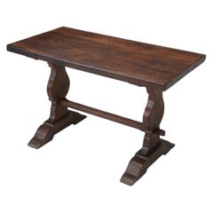 Authentic French Bistro Table in Thick White Oak with a Great Patina