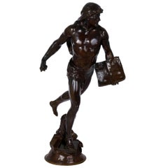 Authentique sculpture française en bronze du "Semeur" par Emile Picault