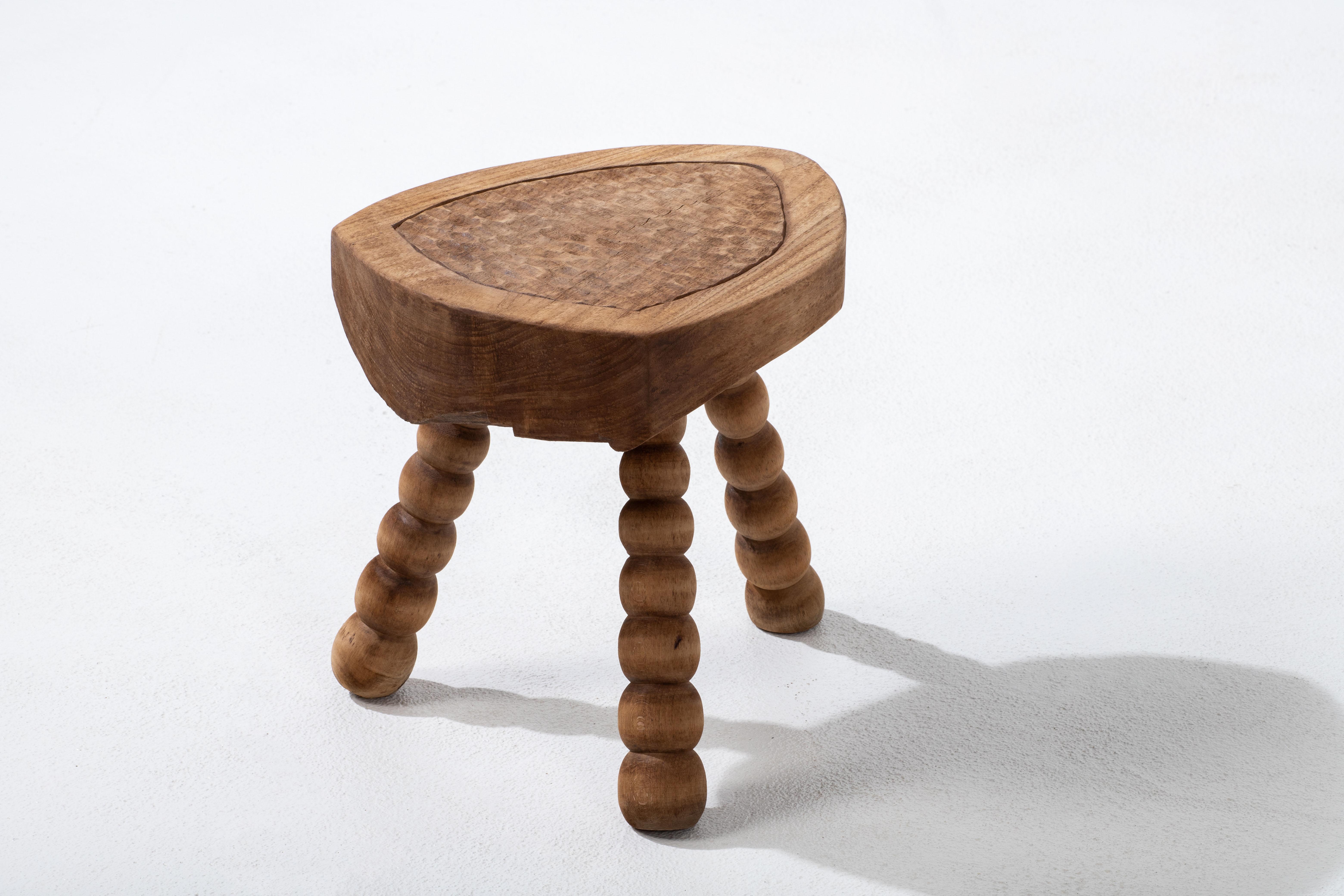 Authentic French Brutalist Stool: A Triumph of Craftsmanship and Design For Sale 3