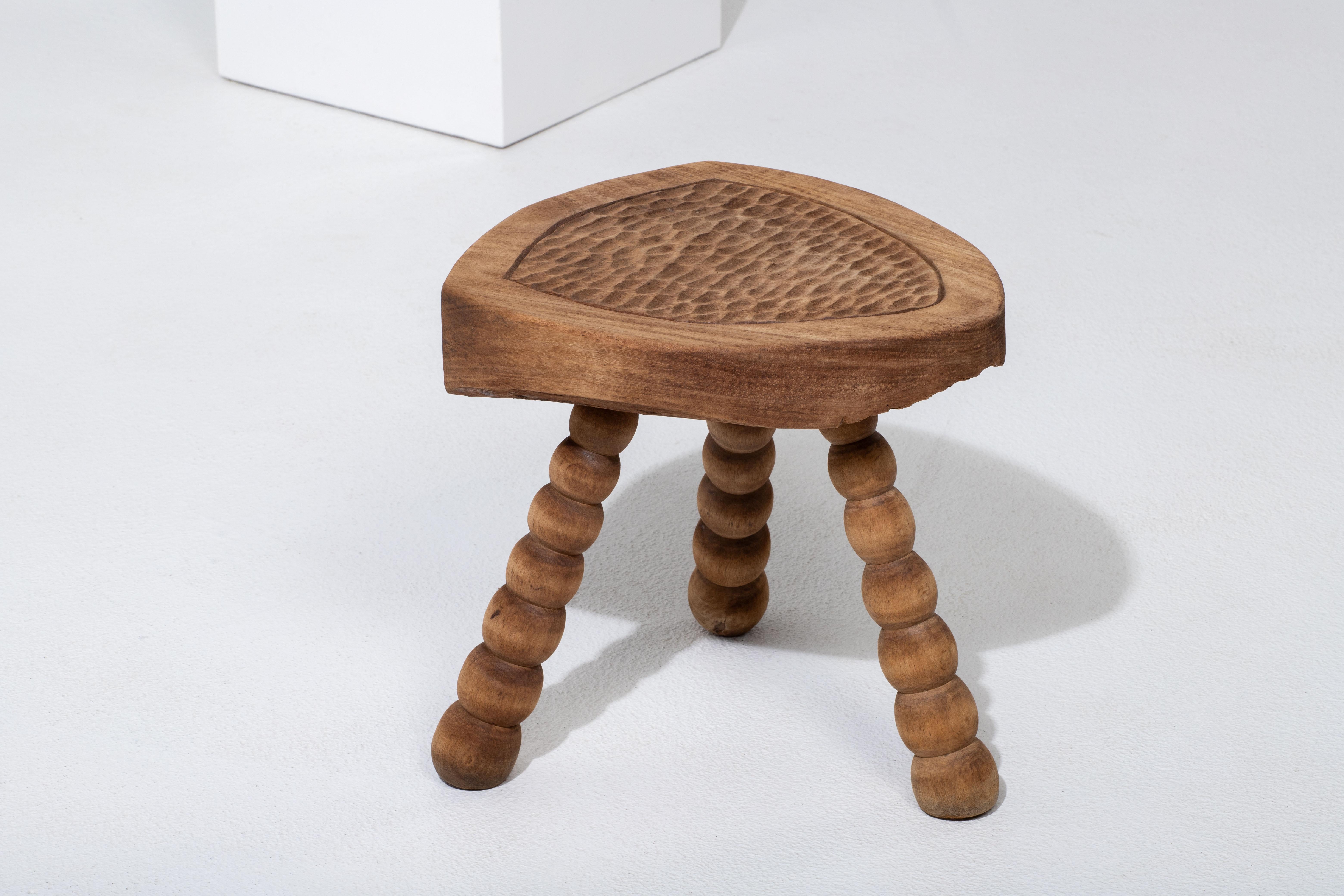 Authentic French Brutalist Stool: A Triumph of Craftsmanship and Design For Sale 5