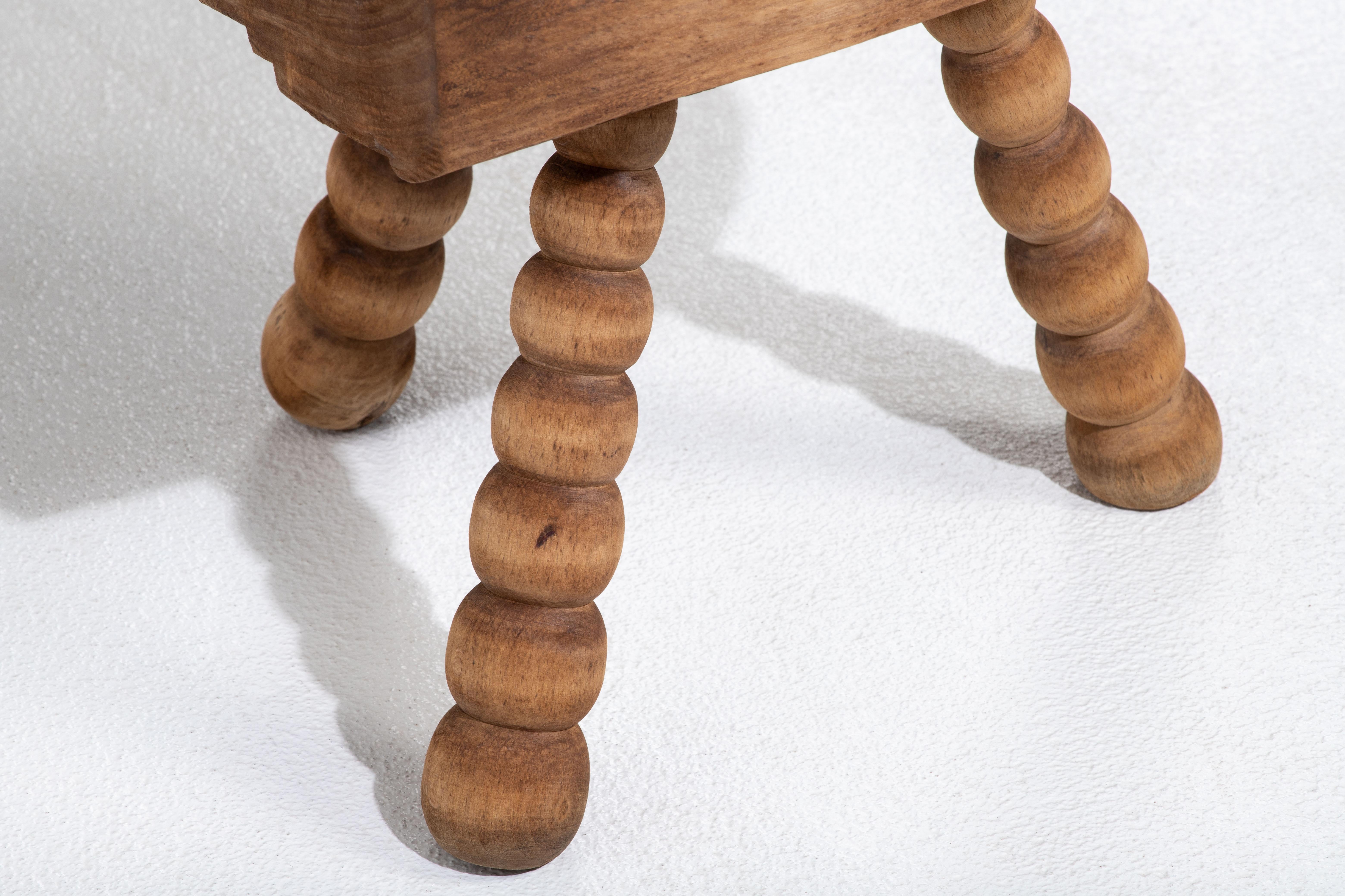 Authentic French Brutalist Stool: A Triumph of Craftsmanship and Design For Sale 7