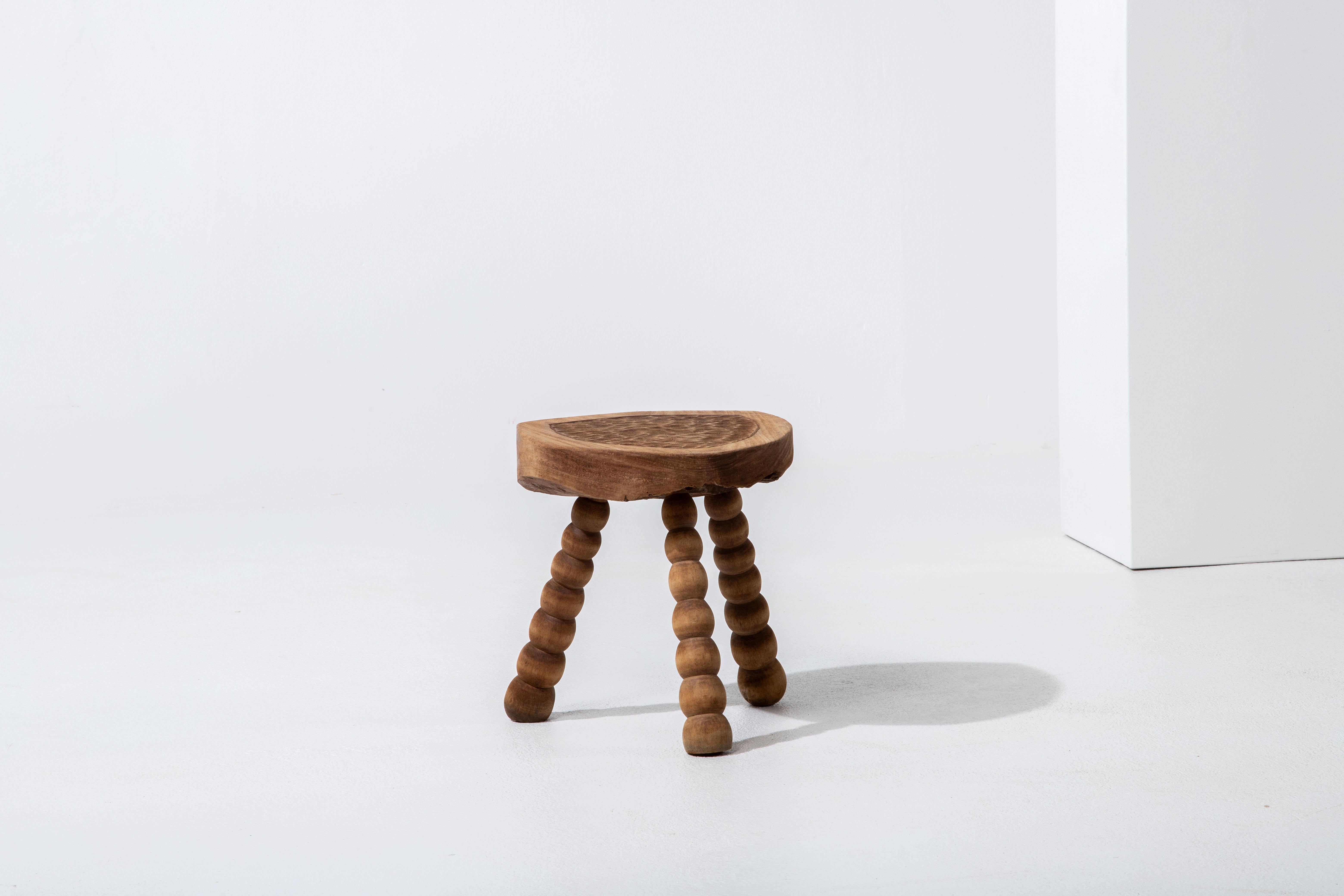 Authentic French Brutalist Stool: A Triumph of Craftsmanship and Design For Sale 8